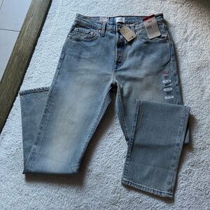 NWT Levi’s 501 High Rise Straight Leg Green Acid Wash Stretch Jeans Size 29/30
